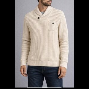 Banana Republic Men’s Cream Shawl Collar Ribbed Sweater Button Pocket Size M